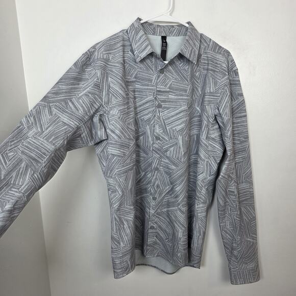 Lululemon Gray Button Up Airing Easy Long Sleeve Shirt Ventlight Mesh Shirt Sz L - Picture 3 of 6